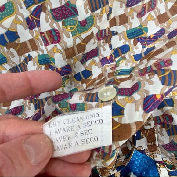 Vintage horse print 100% button down shirt size EU 36 size 6 US - Picture 4 of 11
